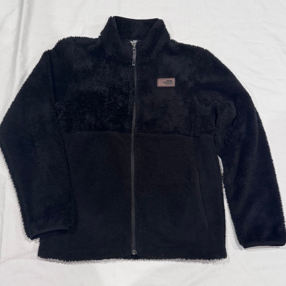 The North Face Fleece Jacket Boys Large 14/16 Black Full Zip Fuzzy Gorpcore